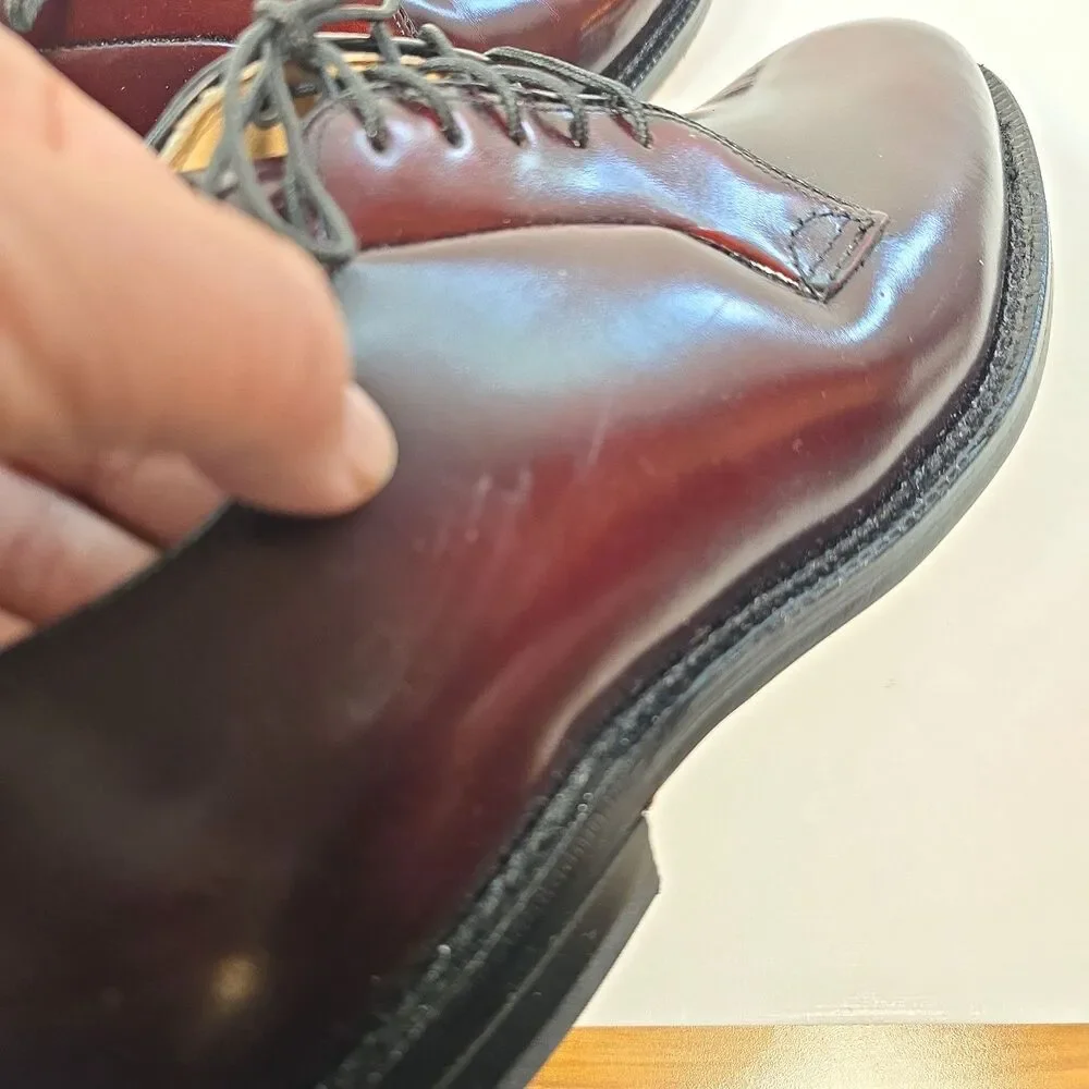 Johnston Murphy Men's 8.5 D Burgundy Leather Plain Toe Blucher Derby Dress Shoes